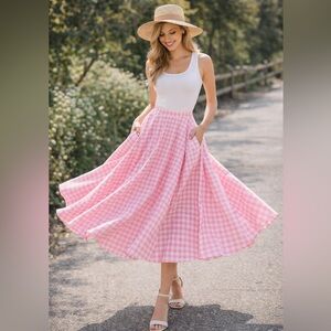 The Pretty Dress Company pink gingham plaid full skirt